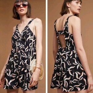 Anthropologie Hei Hei Palm Leaf Graphic Palma Romper Size S Black Oversized